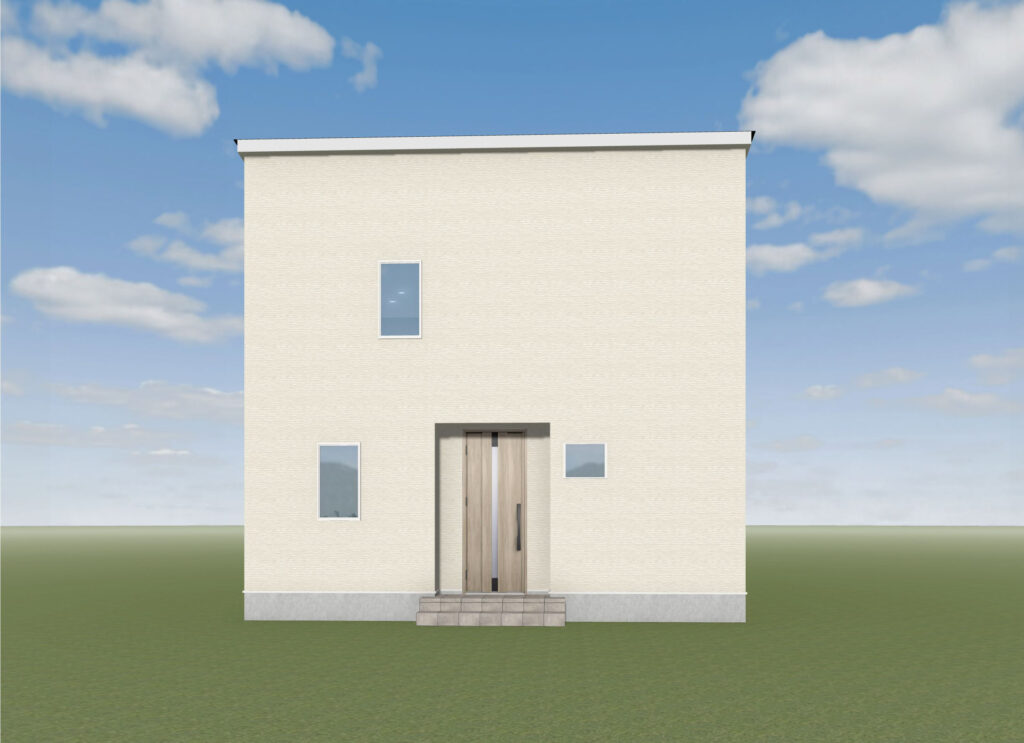 シンプルでステキなホワイト1色の外観　東根市野田　建売住宅　外観パース｜天童市バリューハウス